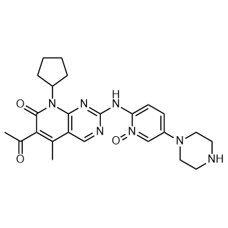 2-((6-乙酰基-8-环戊基-5-甲基-7-氧代-7,8-二氢吡啶并[2,3-d]嘧啶-2-基)氨基)-5-(哌嗪-1-基) 吡啶1-氧化物结构式