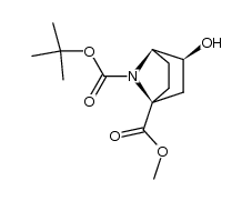 methyl (1S,3S,4R)-N-(tert-butoxycarbonyl)-3-hydroxy-7-azabicyclo[2.2.1]heptane-1-carboxylate Structure
