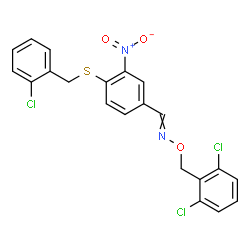 4-[(2-CHLOROBENZYL)SULFANYL]-3-NITROBENZENECARBALDEHYDE O-(2,6-DICHLOROBENZYL)OXIME结构式