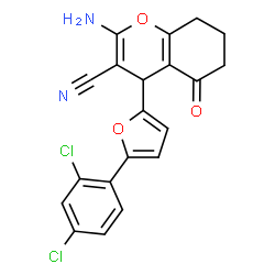 2-amino-4-(5-(2,4-dichlorophenyl)furan-2-yl)-5-oxo-5,6,7,8-tetrahydro-4H-chromene-3-carbonitrile Structure