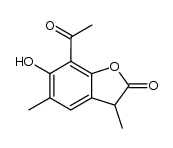 7-acetyl-6-hydroxy-3,5-dimethyl-3H-benzofuran-2-one结构式