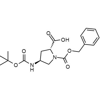 (2R,4S)-1-((苄氧基)羰基)-4-((叔丁氧基羰基)氨基)吡咯烷-2-羧酸结构式