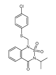 1-(4-chloro-phenylsulfanylmethyl)-3-isopropyl-2,2-dioxo-2,3-dihydro-1H-2λ6-benzo[1,2,6]thiadiazin-4-one Structure