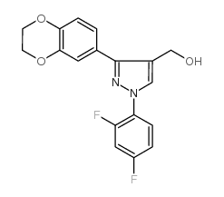 (1-(2,4-difluorophenyl)-3-(2,3-dihydrobenzo[b][1,4]dioxin-7-yl)-1h-pyrazol-4-yl)methanol structure