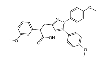 3-[1,5-Bis-(4-methoxy-phenyl)-1H-pyrazol-3-yl]-2-(3-methoxy-phenyl)-propionic acid结构式