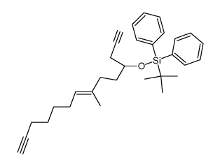(E)-4-(tert-butyldiphenylsiloxy)-7-methyltetradec-7-ene-1,13-diyne结构式