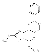 6-methoxy-8-methylsulfanyl-2-phenyl-4,4a,6,6a,9a,9b-hexahydro-[1,3]dioxino[3,4]pyrano[1,3-b][1,3]thiazole结构式