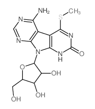 4-Amino-5-(methylthio)-9-(β-D-ribofuranosyl)pyrrolo<2,3-d:5,4-d'>dipyrimidin-7-one结构式