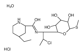 (2S,4R)-N-[2-chloro-1-[(2R,3S,4S,5R,6R)-3,4,5-trihydroxy-6-methylsulfanyl-oxan-2-yl]propyl]-4-ethyl-piperidine-2-carboxamide hydrate hydrochloride结构式