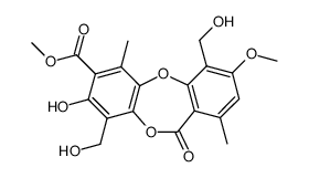 methyl 8-hydroxy-4,9-bishydroxymethyl-3-methoxy-1,6-dimethyl-11-oxo-11H-dibenzo[b,e][1,4]dioxepin-7-carboxylate结构式