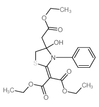diethyl 2-[4-(ethoxycarbonylmethyl)-4-hydroxy-3-phenyl-thiazolidin-2-ylidene]propanedioate结构式
