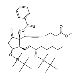 11,15-bis-O-(t-butyldimethylsilyl)-5,6-didehydro-7-thiobenzoyloxy-PGE2 methyl ester结构式