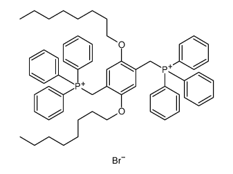 Phosphonium, 1,1'-[[2,5-bis(octyloxy)-1,4-phenylene]bis(methylene)]bis[1,1,1-triphenyl-, bromide (1:2) Structure