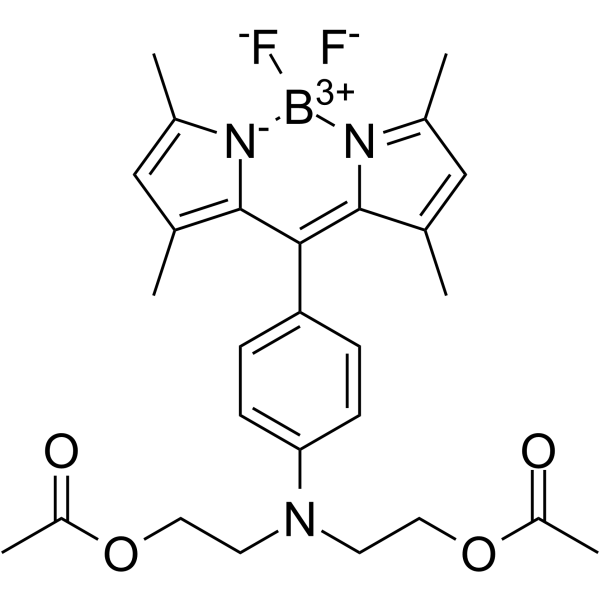 10-(4-(Bis(2-acetoxyethyl)amino)phenyl)-BODIPY 505/515 Structure