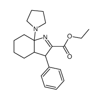 3-Phenyl-7a-pyrrolidin-1-yl-3a,4,5,6,7,7a-hexahydro-3H-indole-2-carboxylic acid ethyl ester结构式
