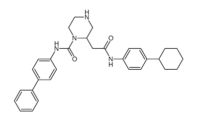 2-[(4-cyclohexyl-phenylcarbamoyl)-methyl]-piperazine-1-carboxylic acid biphenyl-4-ylamide结构式