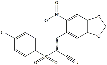 (E)-2-[(4-chlorophenyl)sulfonyl]-3-(6-nitro-1,3-benzodioxol-5-yl)-2-propenenitrile Structure