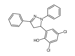 2,4-dichloro-6-(2,5-diphenyl-3,4-dihydropyrazol-3-yl)phenol结构式