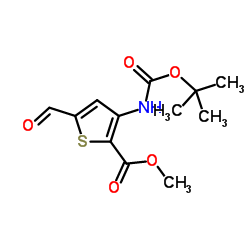 Methyl 5-formyl-3-({[(2-methyl-2-propanyl)oxy]carbonyl}amino)-2-thiophenecarboxylate Structure