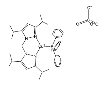 [(bis(3,5-diisopropyl-1-pyrazolyl)methane)Cu(PPh3)]ClO4 Structure