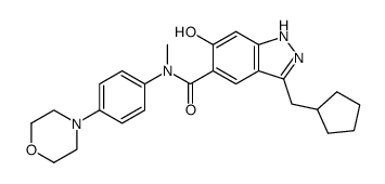 5-[N-(4-morpholin-4-ylphenyl)-N-methylaminocarbonyl]-3-cyclopentylmethyl-6-hydroxy-1H-indazole结构式