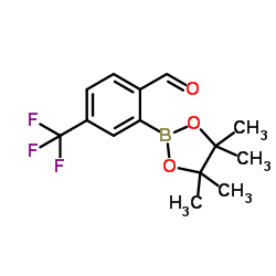 2-(4,4,5,5-Tetramethyl-1,3,2-dioxaborolan-2-yl)-4-(trifluoromethyl)benzaldehyde structure