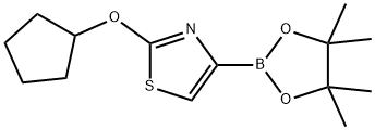 2-(cyclopentyloxy)-4-(4,4,5,5-tetramethyl-1,3,2-dioxaborolan-2-yl)thiazole structure