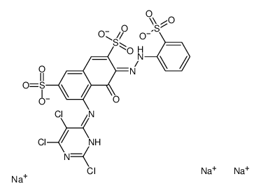 trisodium 4-hydroxy-3-[(2-sulphonatophenyl)azo]-5-[(2,5,6-trichloropyrimidin-4-yl)amino]naphthalene-2,7-disulphonate Structure