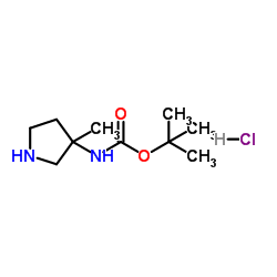2-Methyl-2-propanyl (3-methyl-3-pyrrolidinyl)carbamate hydrochloride (1:1) Structure