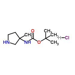 2-Methyl-2-propanyl (3-methyl-3-pyrrolidinyl)carbamate hydrochloride (1:1) structure