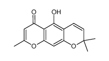 5-Hydroxy-2,2,8-trimethyl-2H,6H-benzo[1,2-b:5,4-b']dipyran-6-one结构式