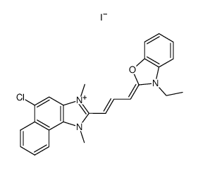 5-chloro-2-[3-(3-ethyl-3H-benzooxazol-2-ylidene)-propenyl]-1,3-dimethyl-naphtho[1,2-d]imidazolium, iodide结构式