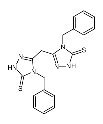 4,4'-dibenzyl-2,4,2',4'-tetrahydro-5,5'-methanediyl-bis-[1,2,4]triazole-3-thione结构式