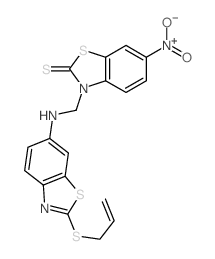 2(3H)-Benzothiazolethione,6-nitro-3-[[[2-(2-propen-1-ylthio)-6-benzothiazolyl]amino]methyl]-结构式