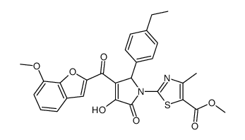 methyl 2-[2-(4-ethylphenyl)-4-hydroxy-3-(7-methoxy-1-benzofuran-2-carbonyl)-5-oxo-2H-pyrrol-1-yl]-4-methyl-1,3-thiazole-5-carboxylate Structure