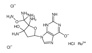 2-amino-9-[(2R,4S,5S)-4,5-diamino-5-[diamino(aminooxy)methyl]-4-hydroxyoxolan-2-yl]-3H-purin-6-one,ruthenium(3+),trichloride Structure