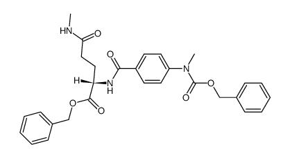 benzyl N2-(4-(((benzyloxy)carbonyl)(methyl)amino)benzoyl)-N5-methyl-L-glutaminate结构式