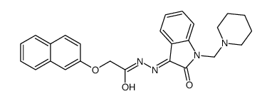 2-naphthalen-2-yloxy-N-[(E)-[2-oxo-1-(piperidin-1-ylmethyl)indol-3-ylidene]amino]acetamide结构式