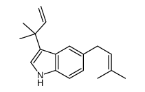 3-(2-methylbut-3-en-2-yl)-5-(3-methylbut-2-enyl)-1H-indole结构式