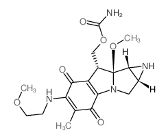 Azirino[2,3:3,4]pyrrolo[1,2-a]indole-4,7-dione, 8-[[(aminocarbonyl)oxy]methyl]-1,1a,2,8,8a, 8b-hexahydro-8a-methoxy-6-[(2-methoxyethyl)amino]-5-methyl-, [1aR-(1a.alpha.,8.beta.,8a.alpha.,8b.alpha.)]- Structure