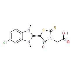 5-(5-chloro-1,3-dihydro-1,3-dimethyl-2H-benzimidazol-2-ylidene)-4-oxo-2-thioxothiazolidin-3-acetic acid Structure