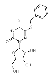 1,2,4-Triazin-3(2H)-one,4,5-dihydro-6-[(phenylmethyl)thio]-2-b-D-ribofuranosyl-5-thioxo- picture
