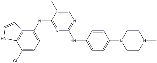 2,4-Pyrimidinediamine, N4-(7-chloro-1H-indol-4-yl)-5-methyl-N2-[4-(4-methyl-1-piperazinyl)phenyl]- Structure