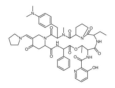 Virginiamycin S1, 4-[4-(dimethylamino)-N-methyl-L-phenylalanine]-5-[(2S)-4-oxo-5-(1-pyrrolidinylmethylene)-2-piperidinecarboxylic acid] Structure