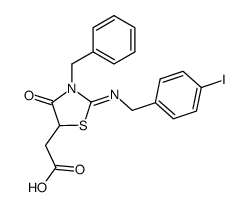 [3-benzyl-2-(4-iodo-benzylimino)-4-oxo-thiazolidin-5-yl]-acetic acid结构式