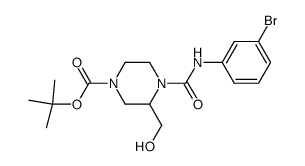 1-Piperazinecarboxylic acid, 4-[[(3-bromophenyl)amino]carbonyl]-3-(hydroxymethyl)-,1,1-dimethylethyl ester Structure