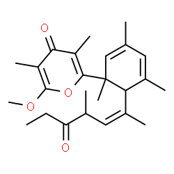 (+)-2-Methoxy-3,5-dimethyl-6-[1,3,5-trimethyl-2-[1,3-dimethyl-4-oxo-1-hexenyl]-3,5-cyclohexadien-1-yl]-4H-pyran-4-one结构式