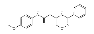 5,6-Dihydro-3-phenyl-5-(p-methoxyphenylcarbamoyl)methyl-4H-1,2,4-oxadiazine结构式