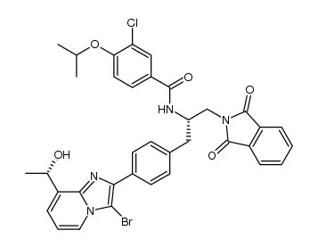 N-((S)-1-(4-(3-bromo-8-((S)-1-hydroxyethyl)imidazo[1,2-a]pyridin-2-yl)phenyl)-3-(1,3-dioxoisoindolin-2-yl)propan-2-yl)-3-chloro-4-isopropoxybenzamide结构式