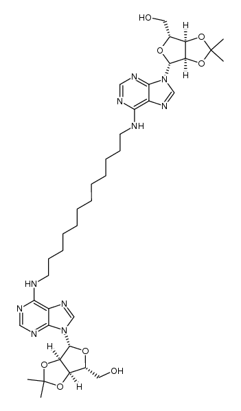 ((3aR,3a'R,4R,4'R,6R,6aR,6'R,6a'R)-((dodecane-1,12-diylbis(azanediyl))bis(9H-purine-6,9-diyl))bis(2,2-dimethyltetrahydrofuro[3,4-d][1,3]dioxole-6,4-diyl))dimethanol结构式